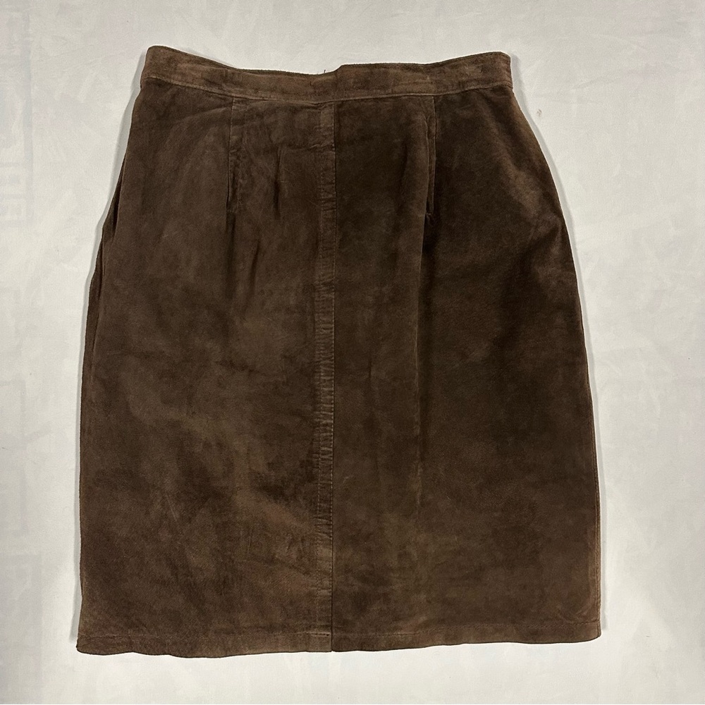 Vintage Hunt Club Genuine Suede Leather Skirt - Chocolate Brown - Size 10